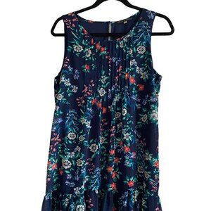 ROSE & OLIVE SUMMER LIGHTWEIGHT BLUE FLORAL A-STYLE SWING DRESS SIZE M